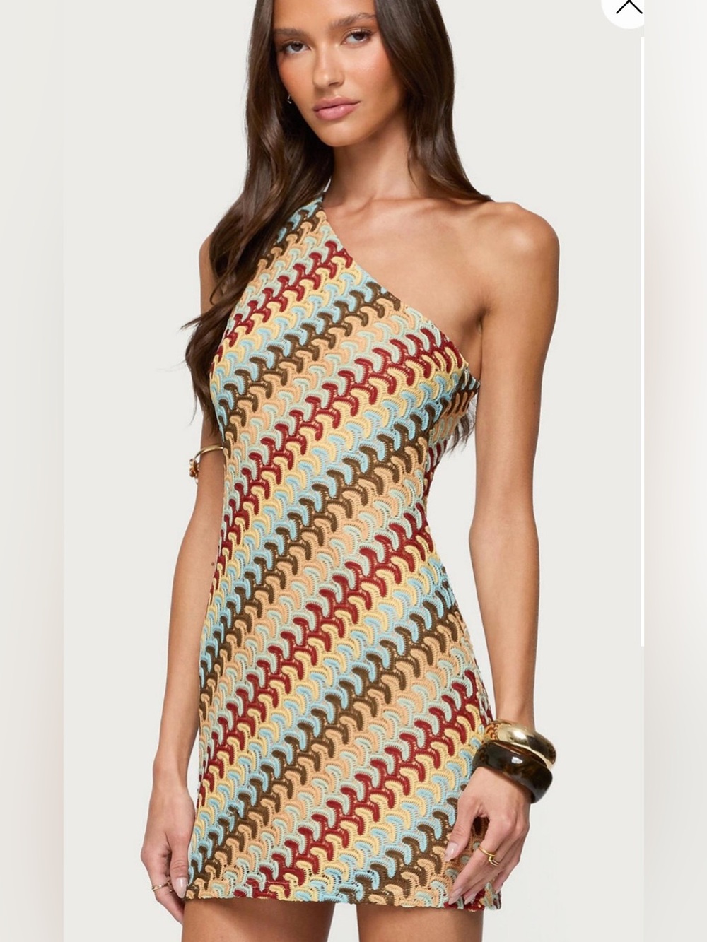 One-Shoulder Multicolor Mini Dress